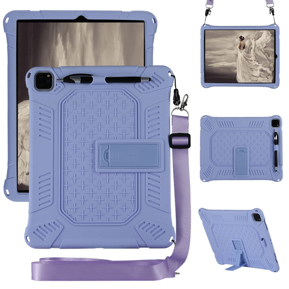 iPad Pro 12.9 (2021) / (2020) / (2018) silicone cover with strap - Purple
