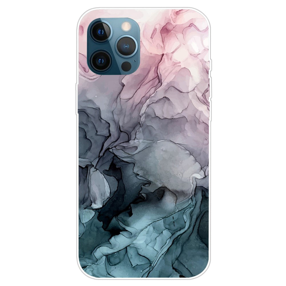 Marble iPhone 14 Pro Max case - Rose and Greyish Blue Clouds