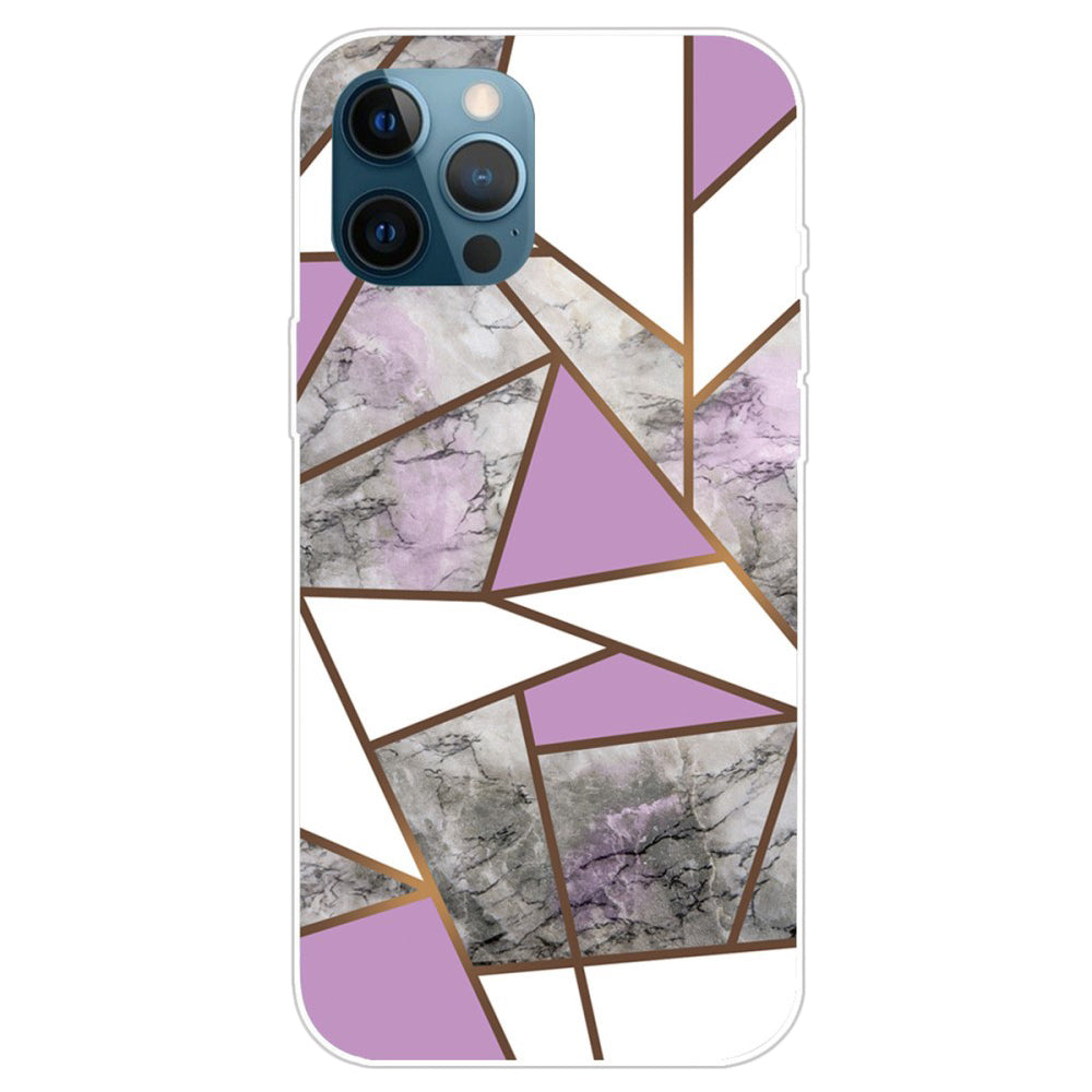 Marble iPhone 14 Pro Max case - Purple / White / Grey Marble