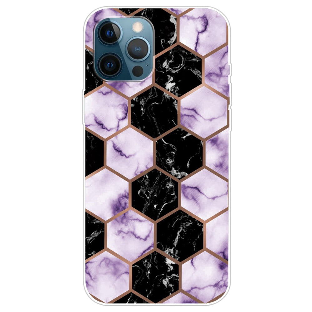 Marble iPhone 14 Pro Max case - Honeycomb Marble in Purple