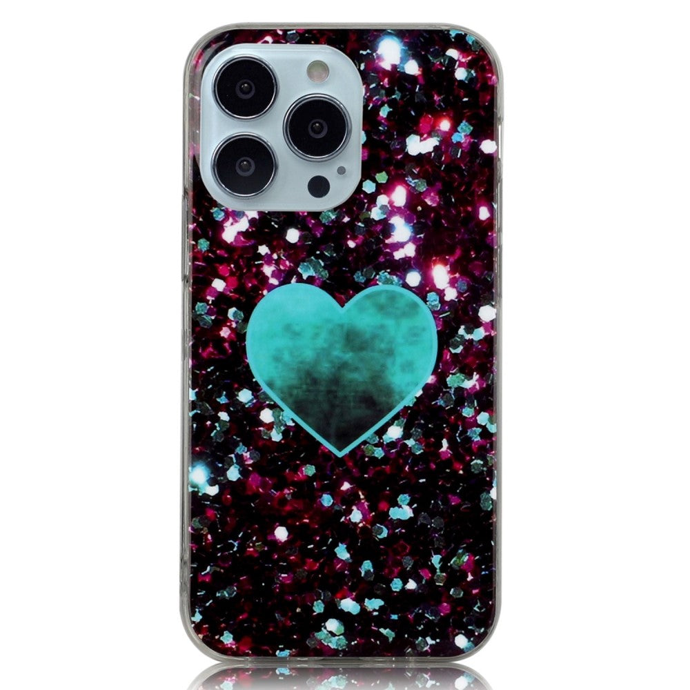 Marble iPhone 14 Pro Max case - Green Heart