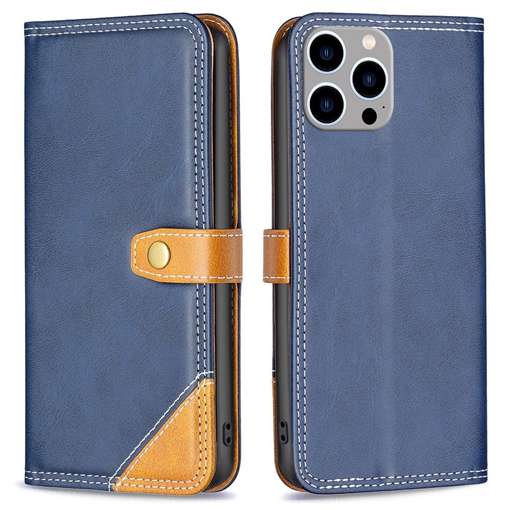 BINFEN two-color leather case for iPhone 14 Pro Max - Blue