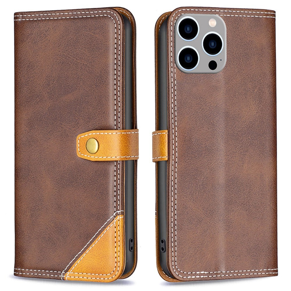 BINFEN two-color leather case for iPhone 14 Pro Max - Coffee