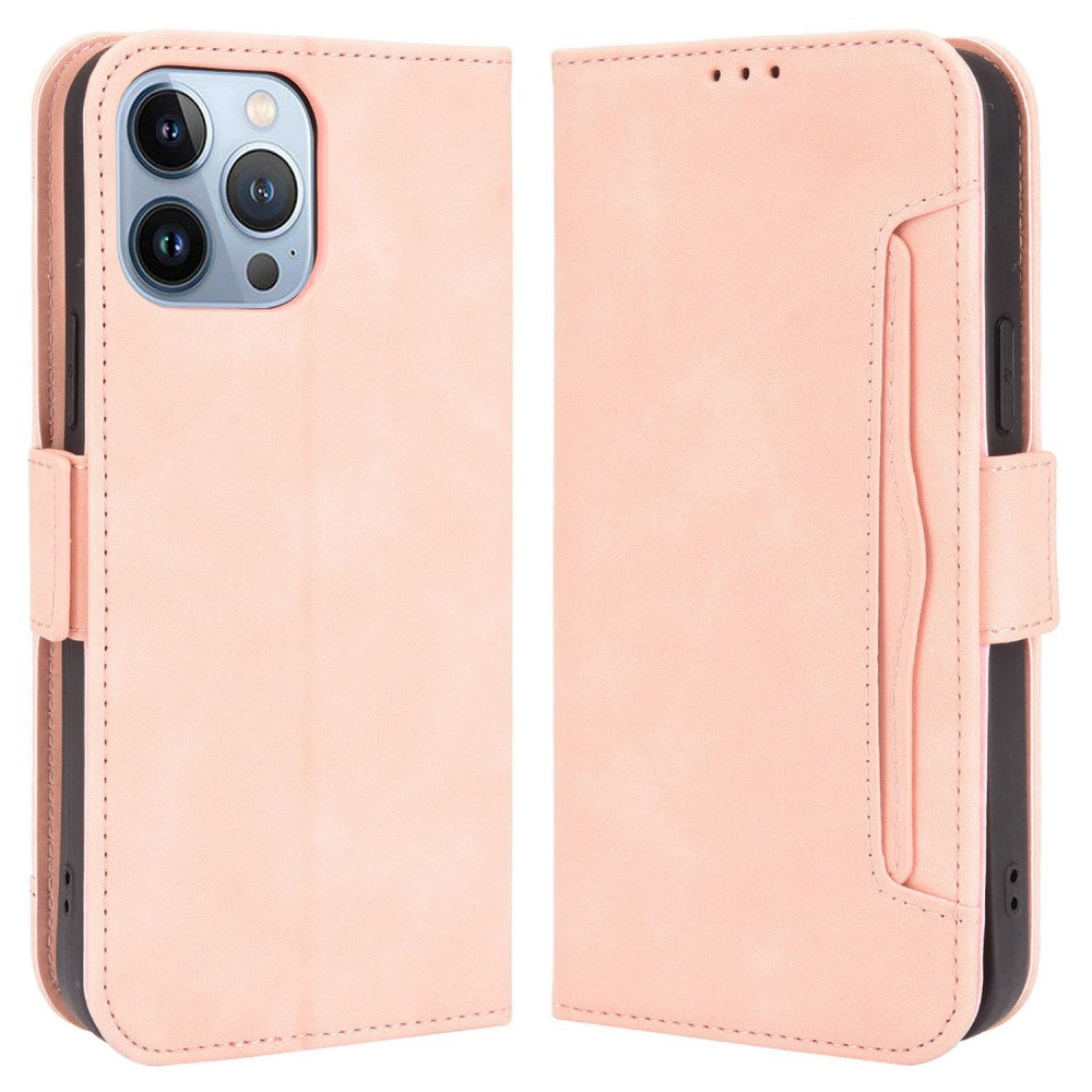 Modern-styled leather wallet case for iPhone 14 Pro Max - Pink