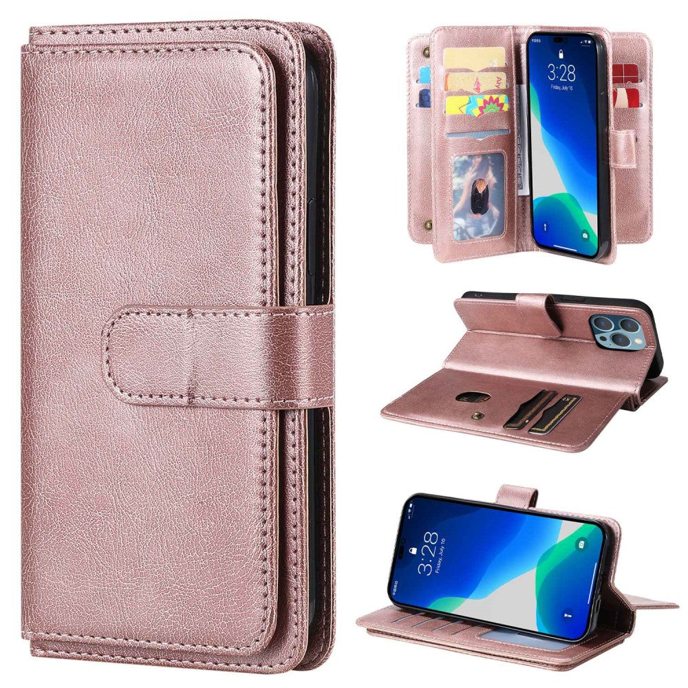 10-slot wallet case for iPhone 14 Pro Max - Rose Gold