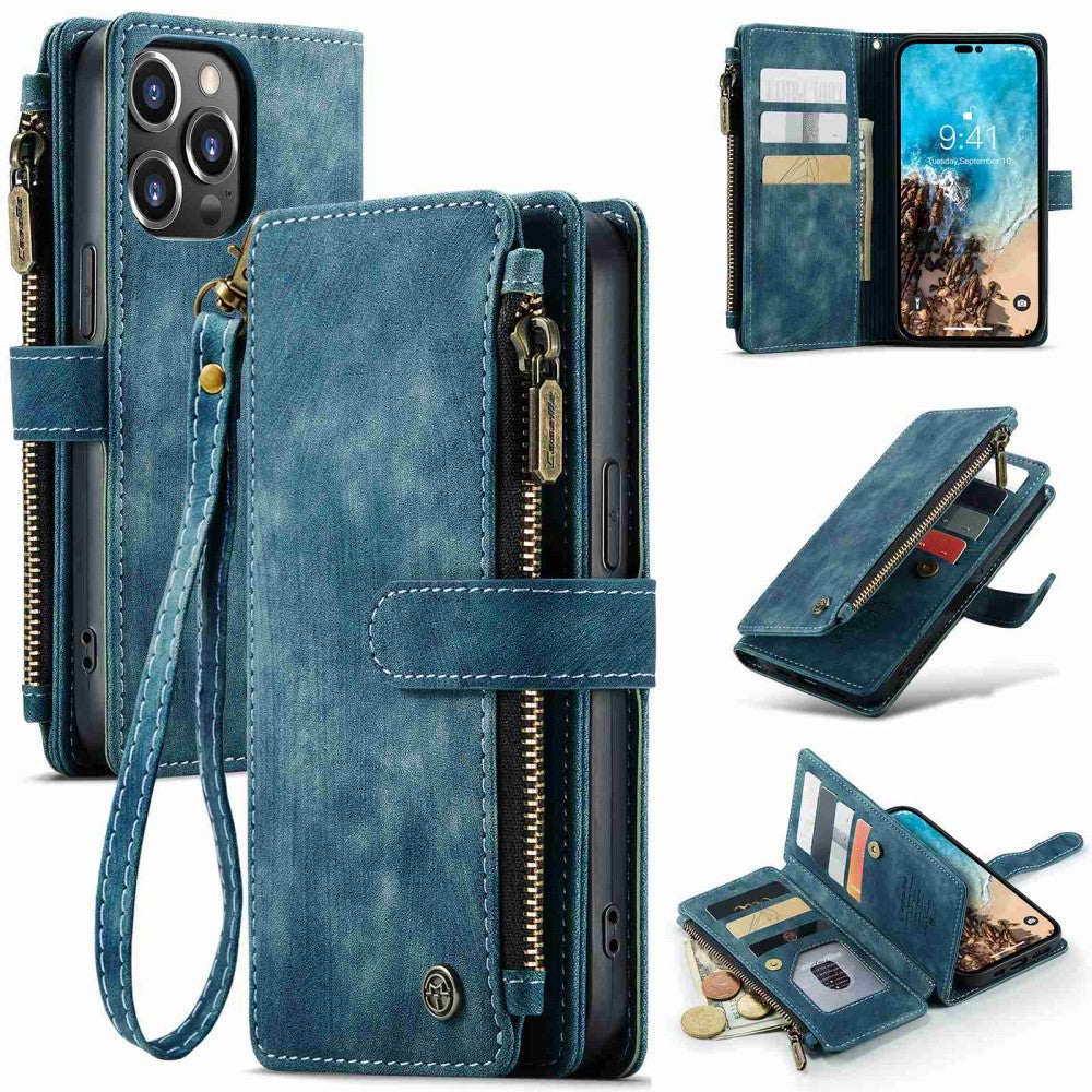 CaseMe zipper-wallet phone case for iPhone 14 Pro Max - Blue