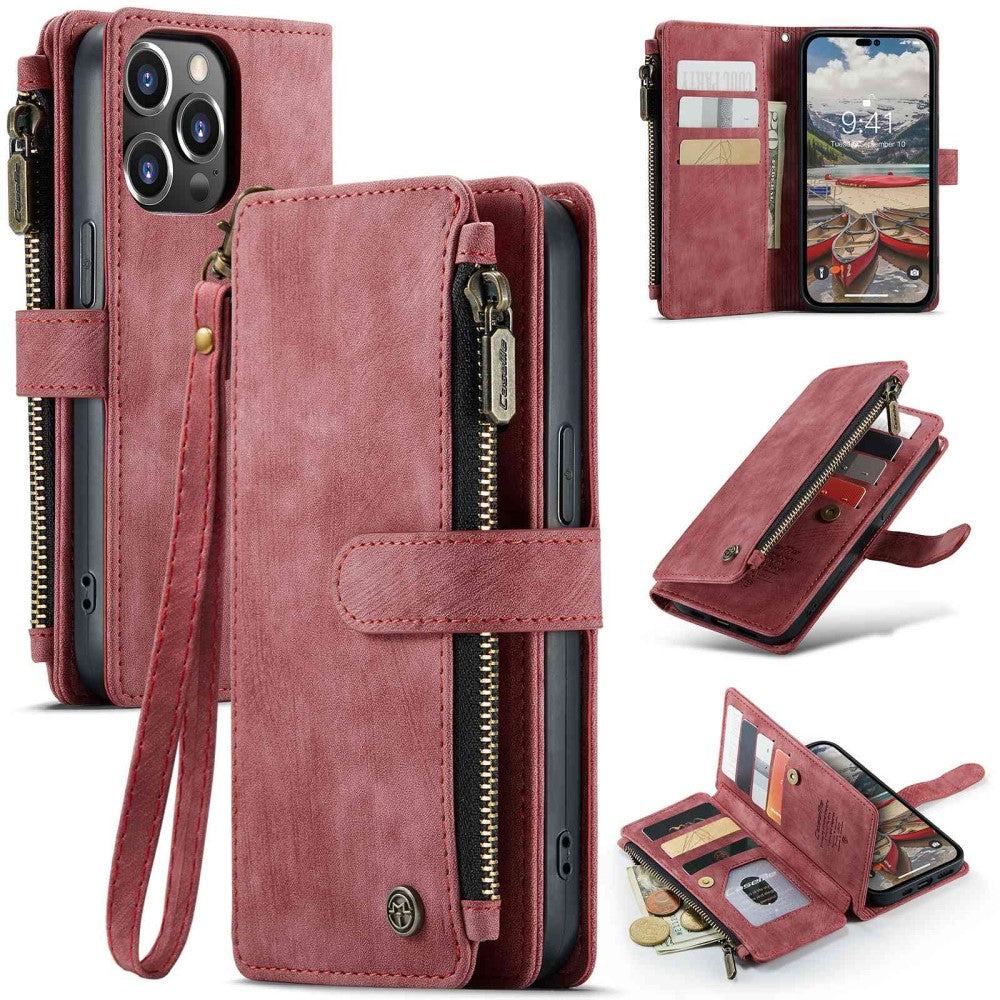 CaseMe zipper-wallet phone case for iPhone 14 Pro Max - Red