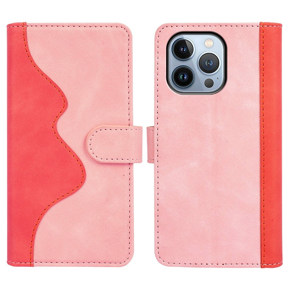 Two-color leather flip case for iPhone 14 Pro Max - Pink