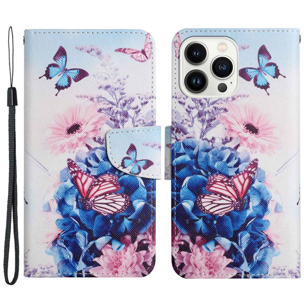 Wonderland iPhone 14 Pro Max flip case - Purple Butterflies