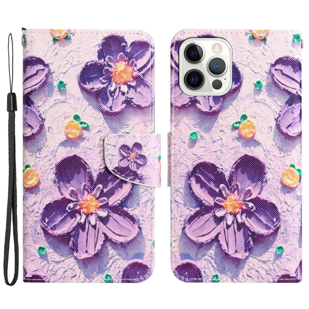 Wonderland iPhone 14 Pro Max flip case - Purple Flower