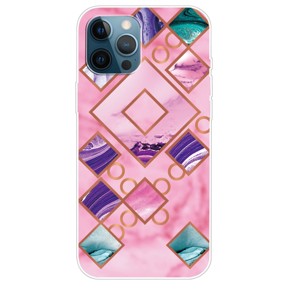 Marble iPhone 14 Pro case - Rose in Diamond Shapes