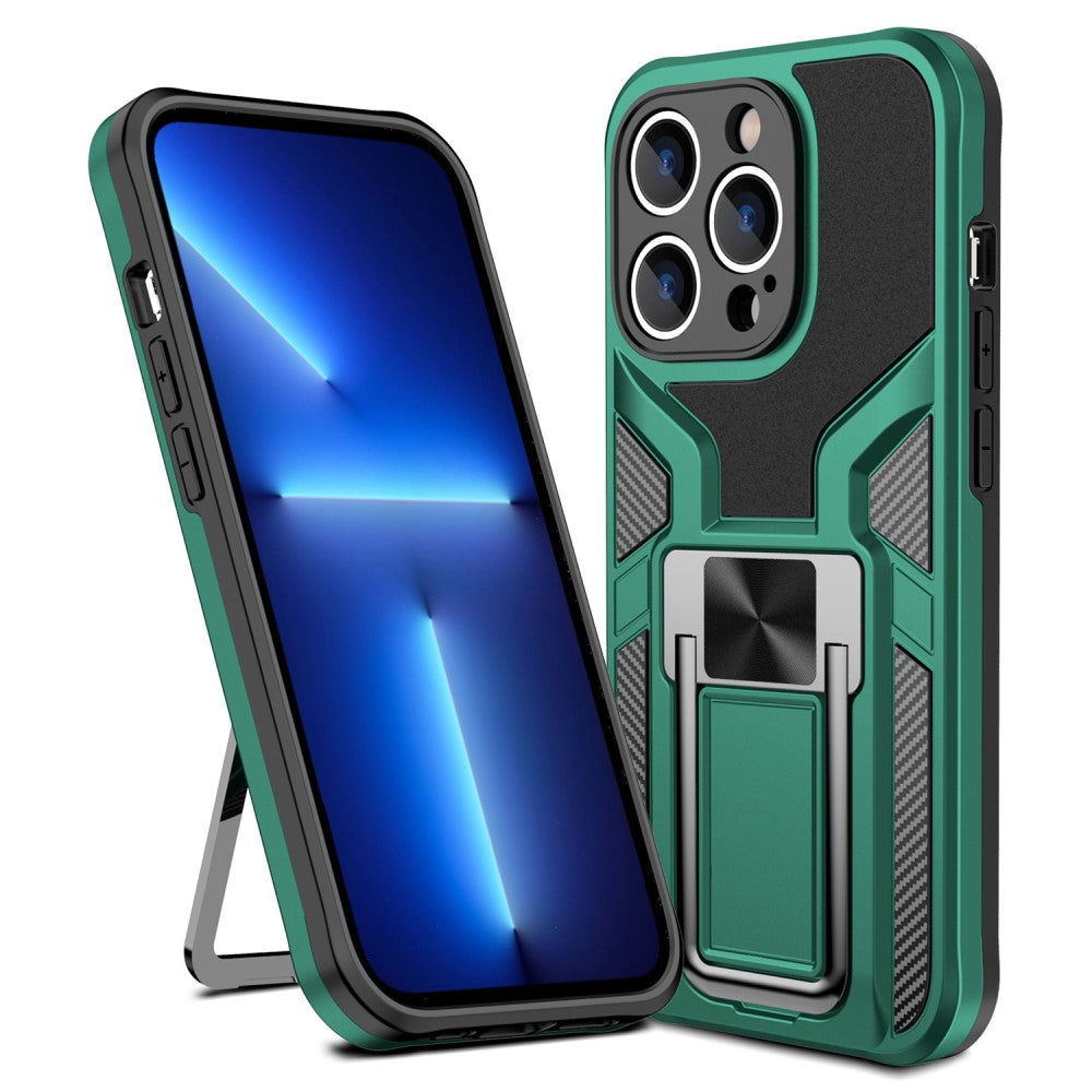 Shockproof hybrid cover with kickstand for iPhone 14 Pro - Green