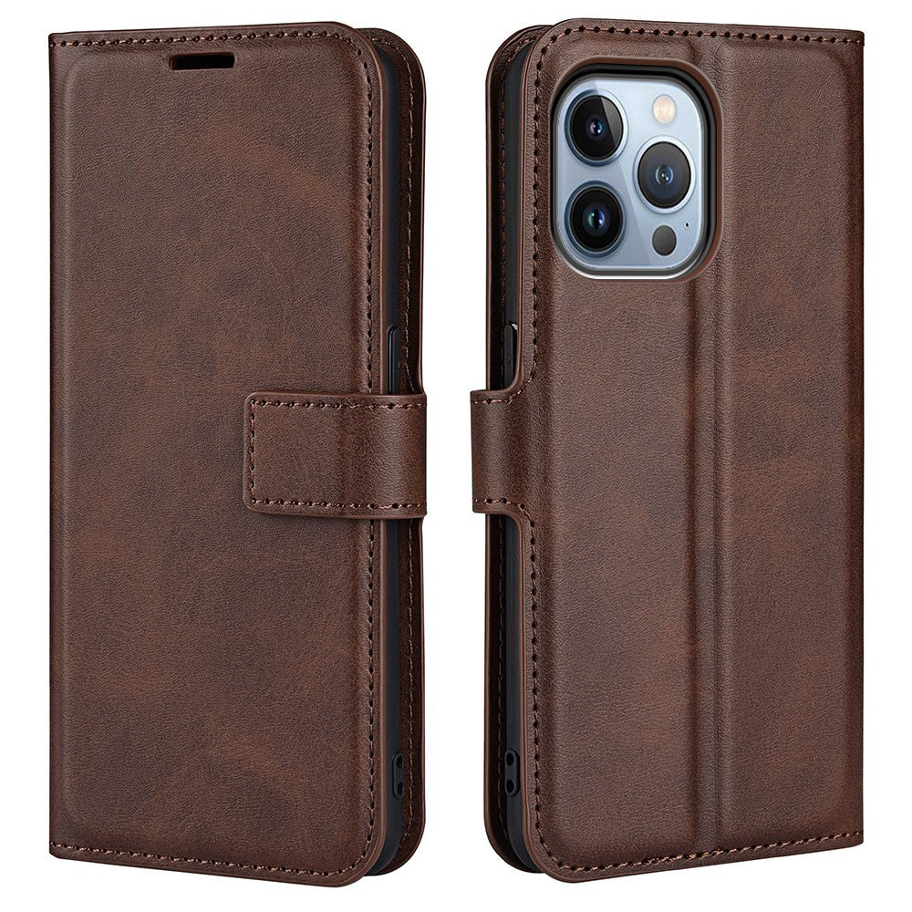 Wallet-style leather case for iPhone 14 Pro - Brown