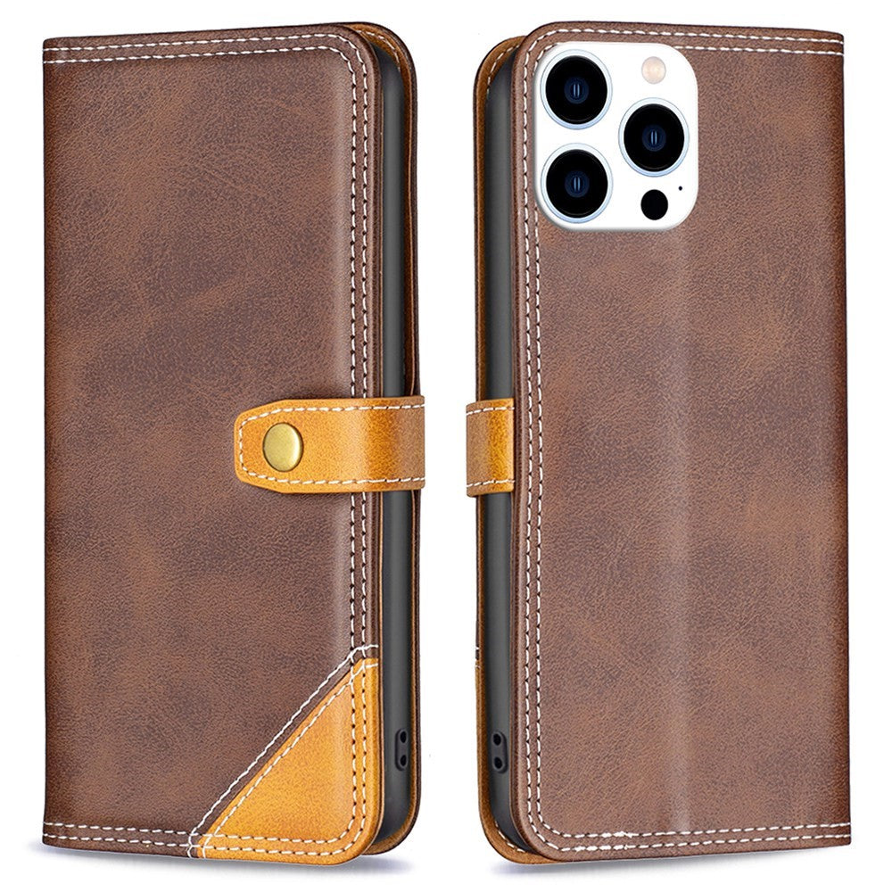 BINFEN two-color leather case for iPhone 14 Pro - Coffee