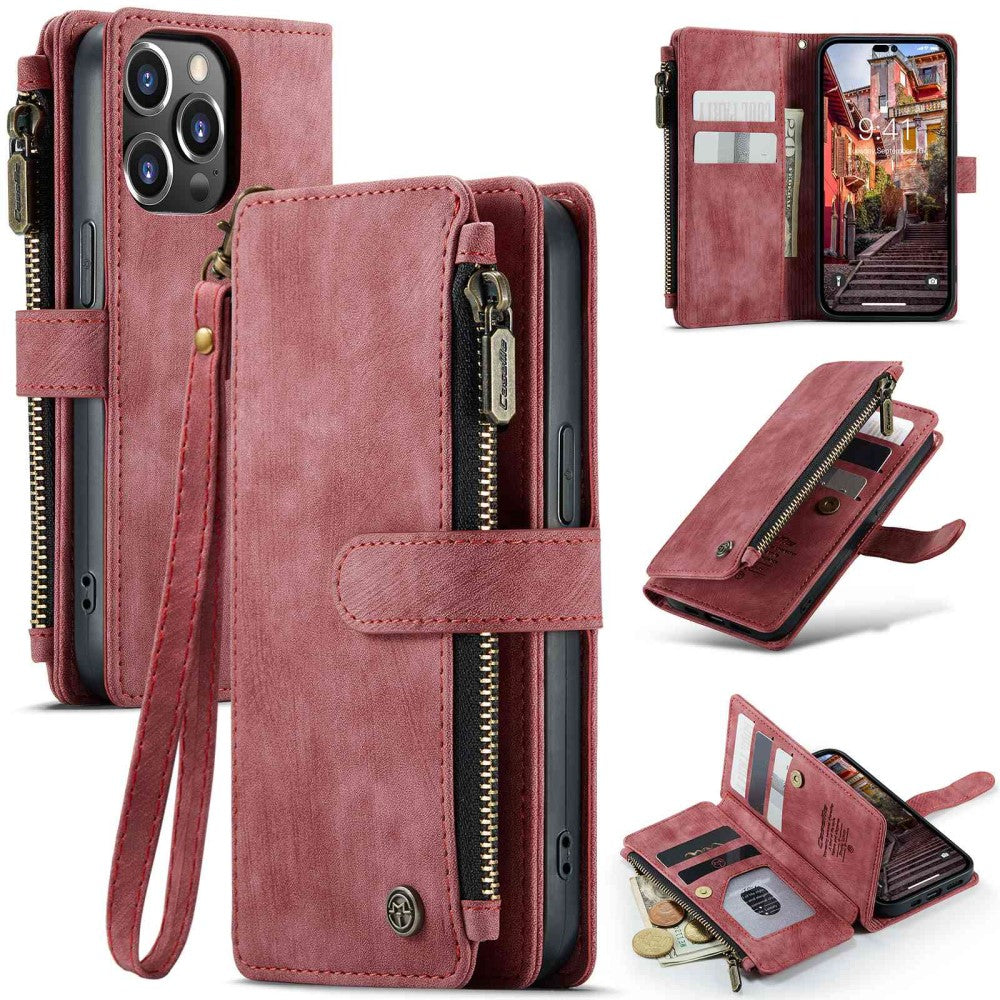 CaseMe zipper-wallet phone case for iPhone 14 Pro - Red