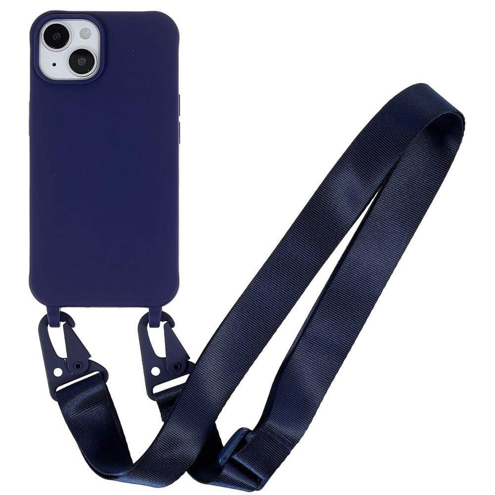 iPhone 14 matte cover with lanyard - Dark Blue