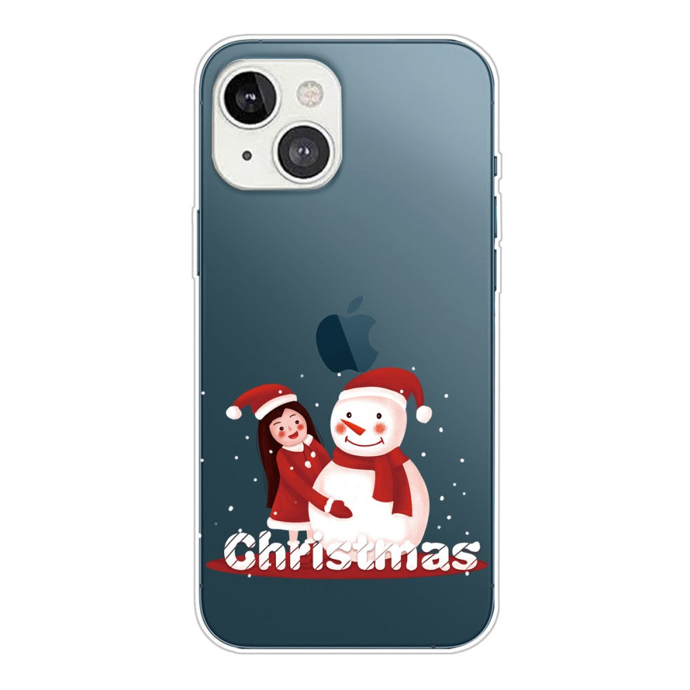 Christmas iPhone 14 case - Girl and Snowman