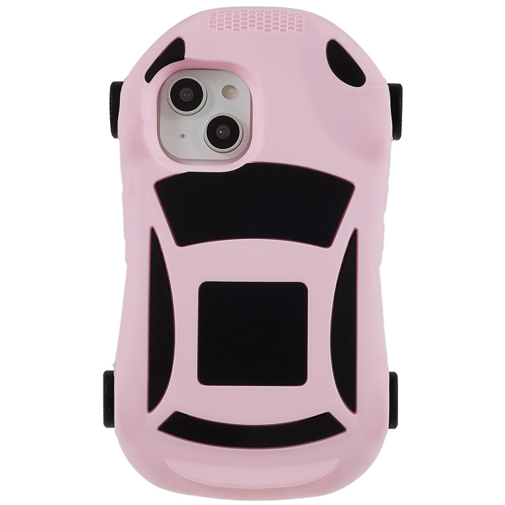 iPhone 14 cute racing car style silicone cover - Pink