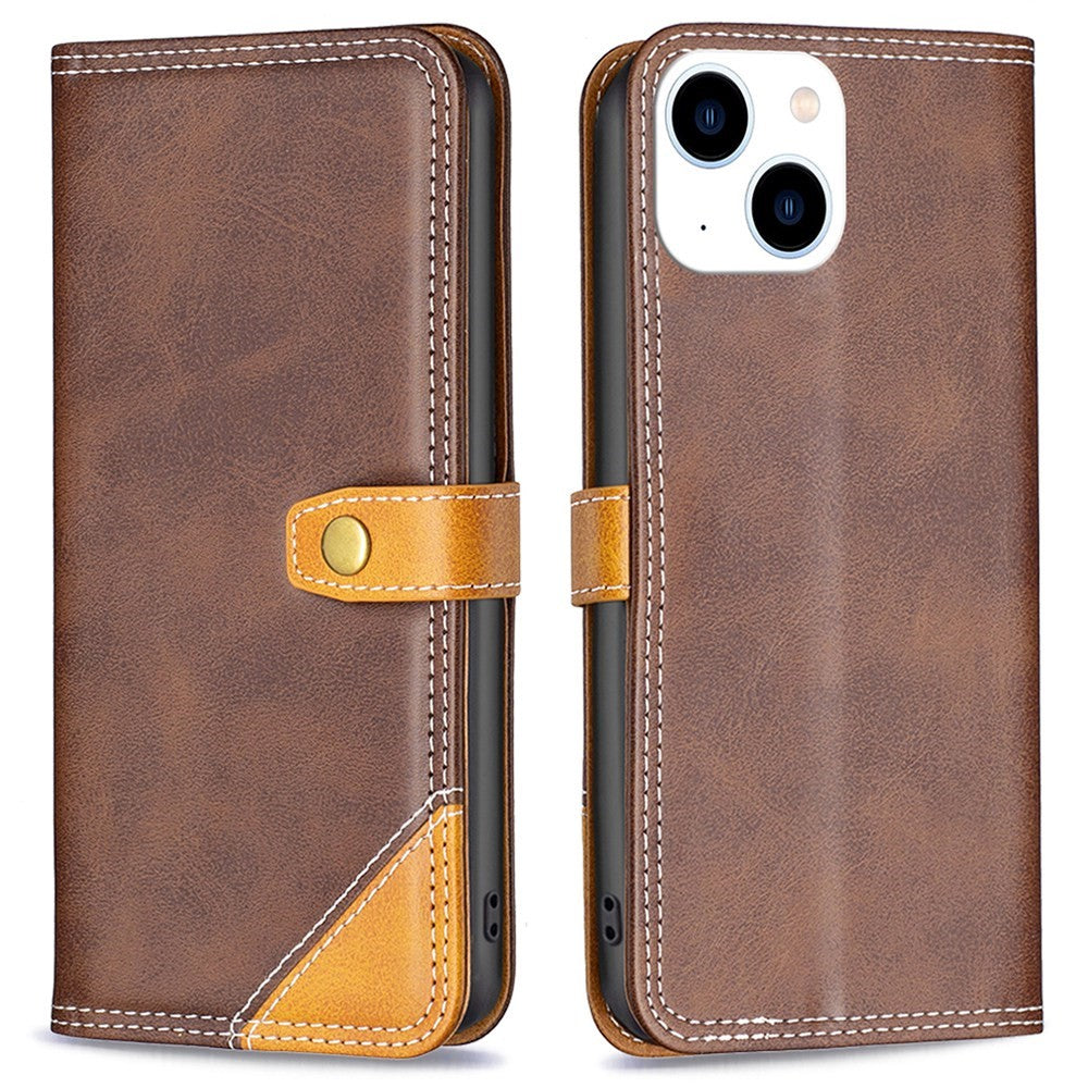 BINFEN two-color leather case for iPhone 14 - Coffee