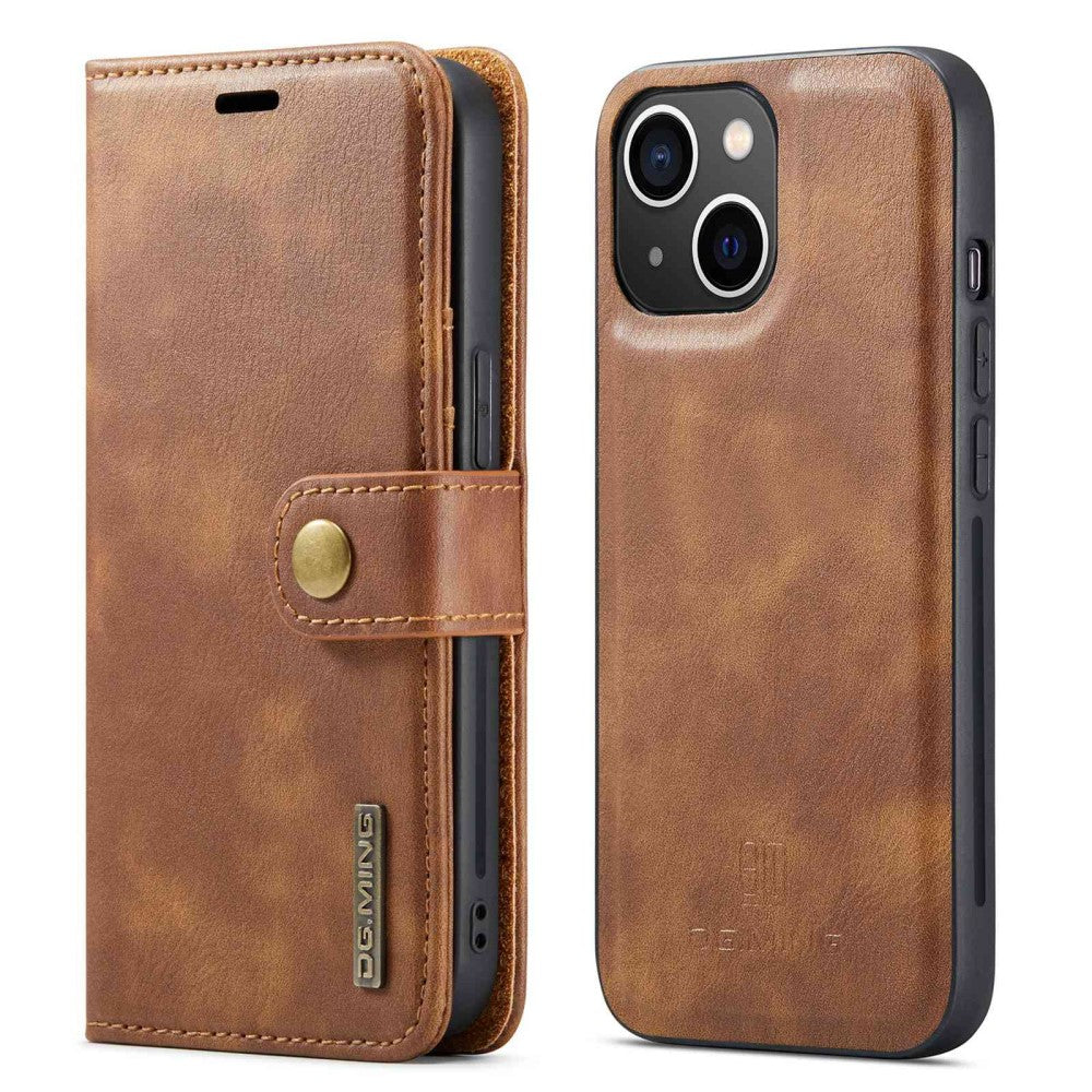 DG.MING iPhone 14 2-in-1 Wallet Case - Brown