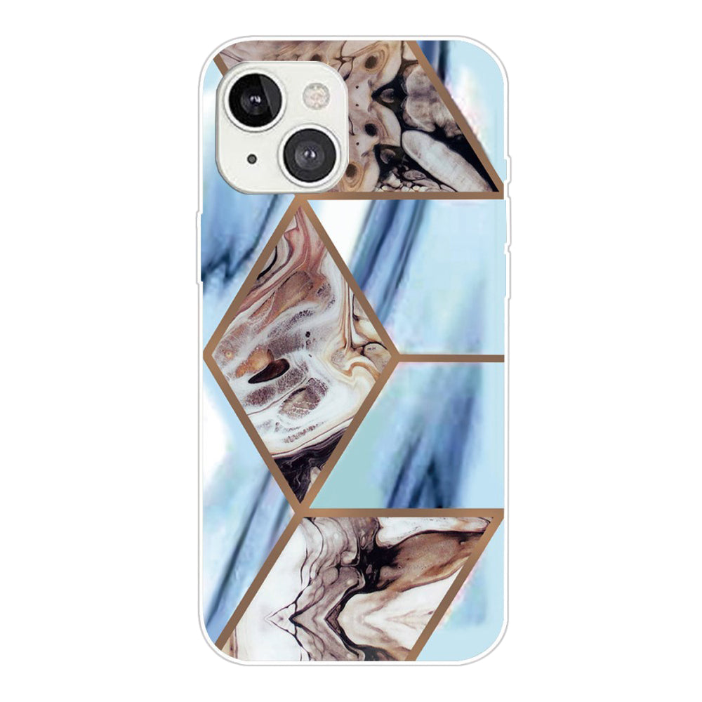 Marble iPhone 14 Plus case - Sky Blue and Brown Marble