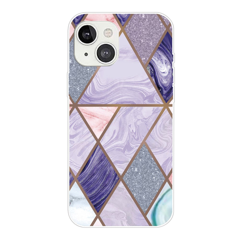 Marble iPhone 14 Plus case - Triangles and Diamond Marble