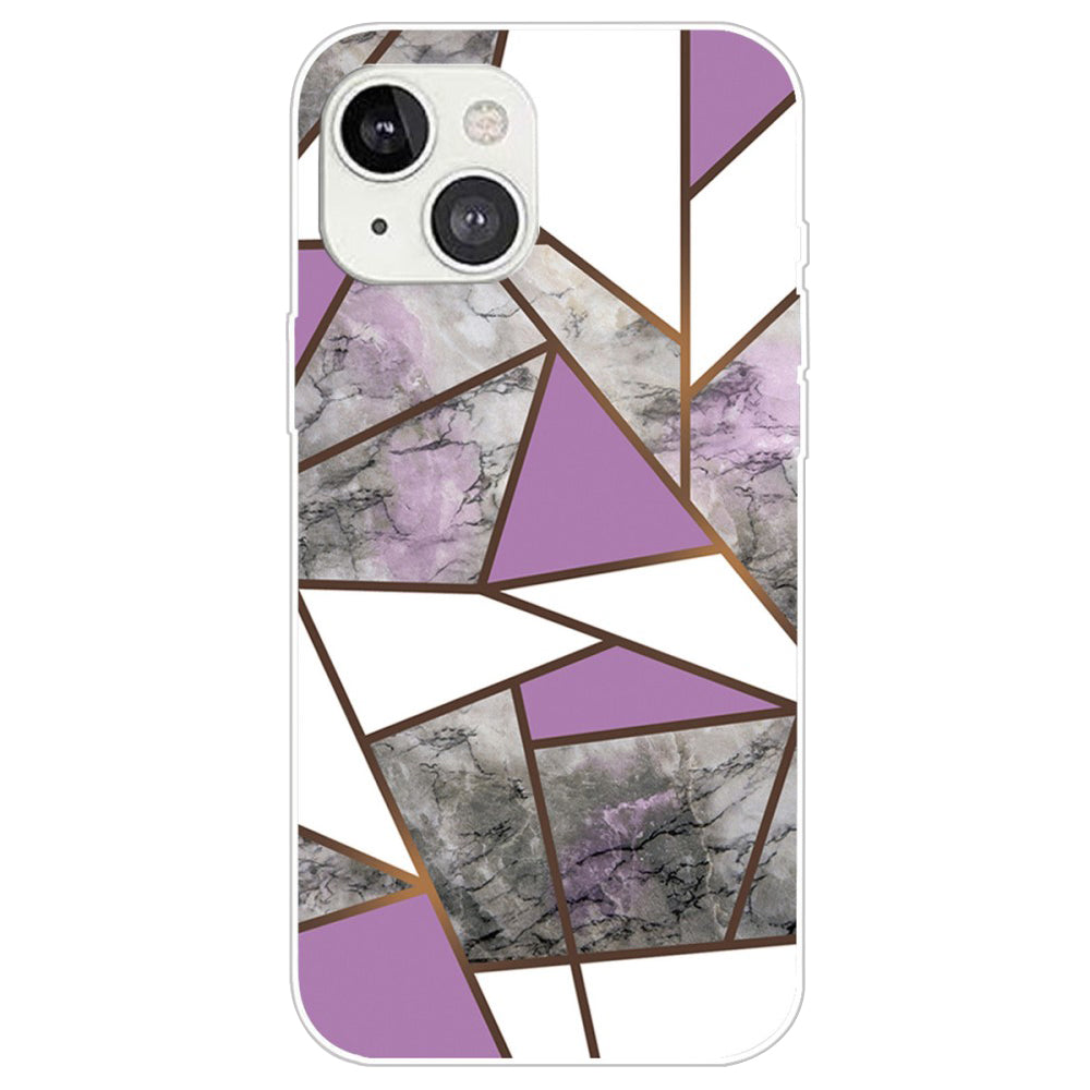 Marble iPhone 14 Plus case - Purple / White / Grey Marble