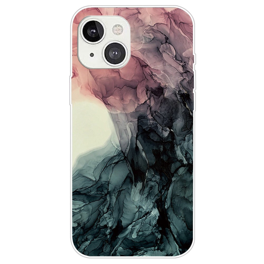 Marble iPhone 14 Plus case - Pale Pink and Green Marble