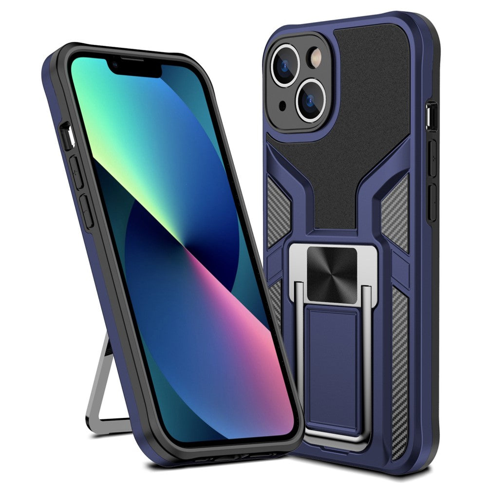 Shockproof hybrid cover with kickstand for iPhone 14 Plus - Blue