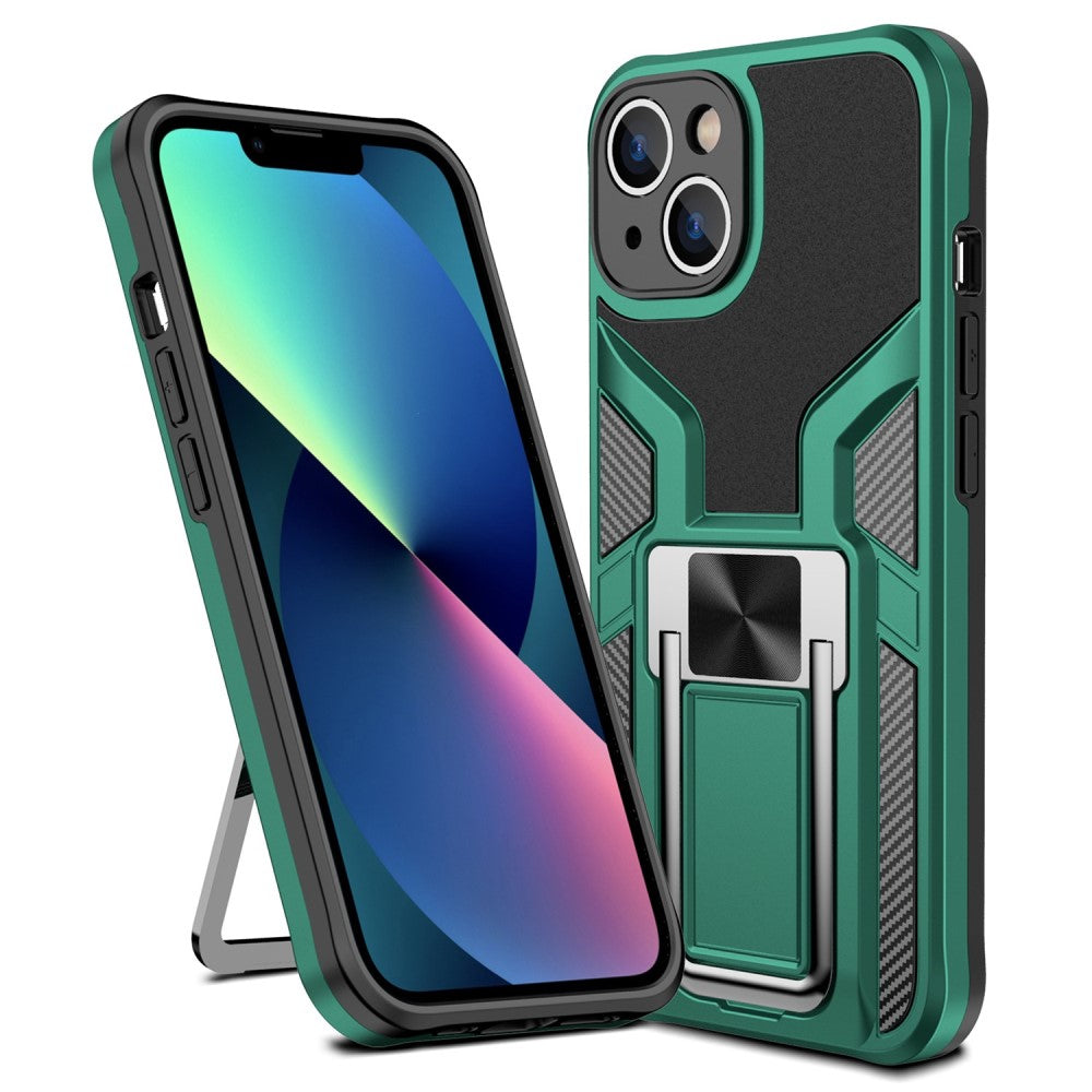 Shockproof hybrid cover with kickstand for iPhone 14 Plus - Green