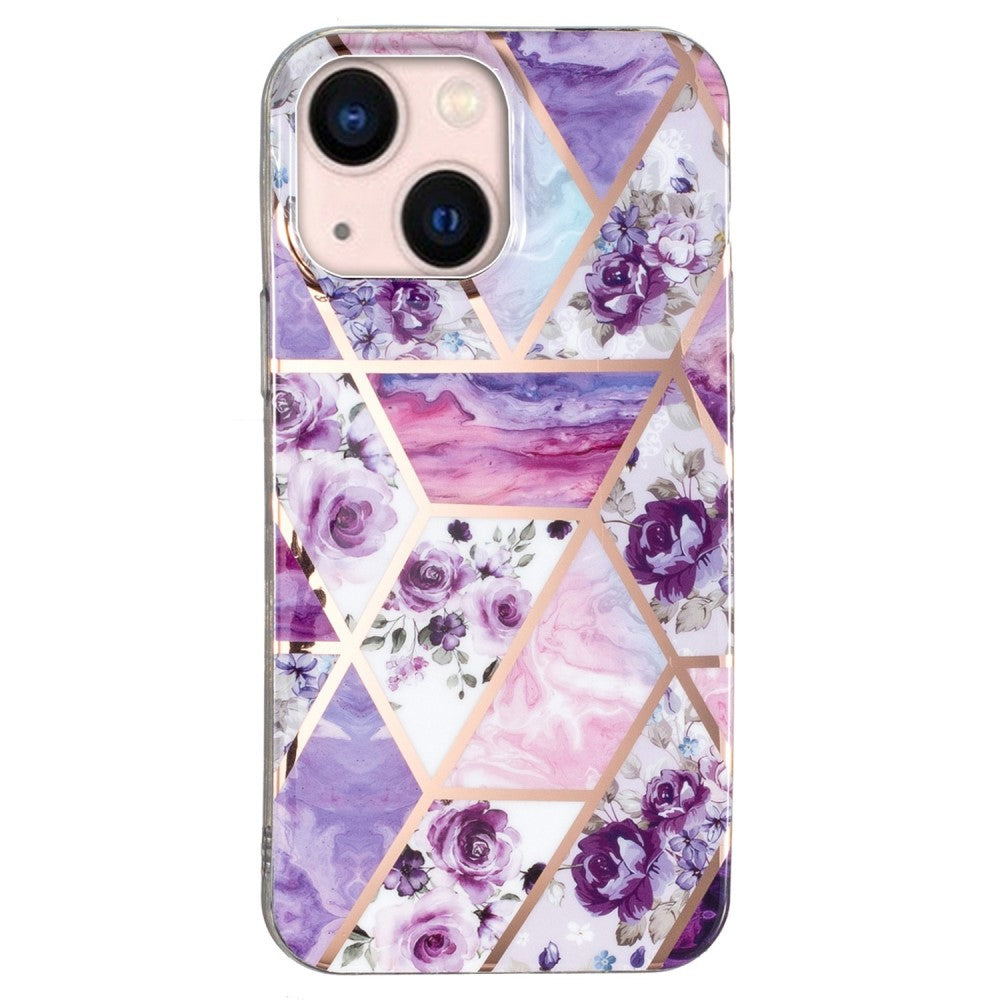 Marble iPhone 14 Plus case - Purple Flower