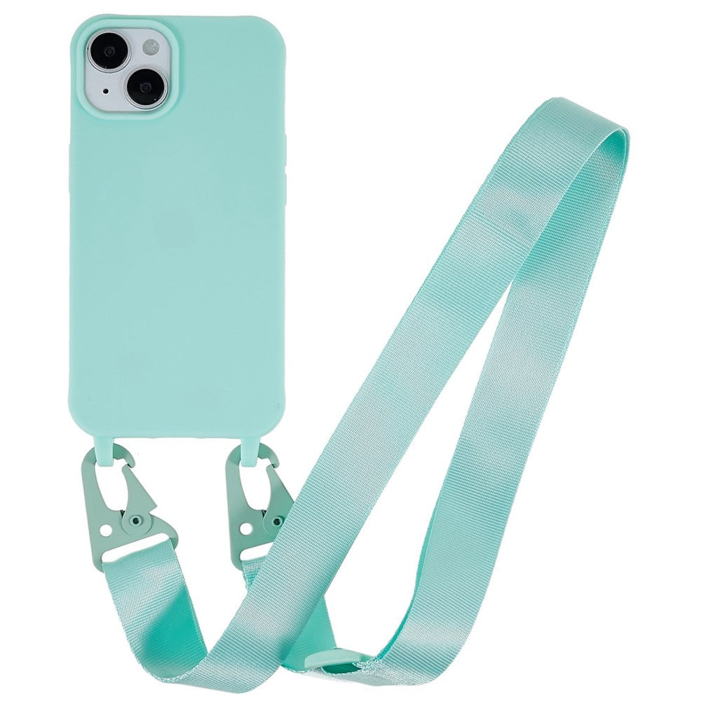 iPhone 14 Plus matte cover with lanyard - Mint Green
