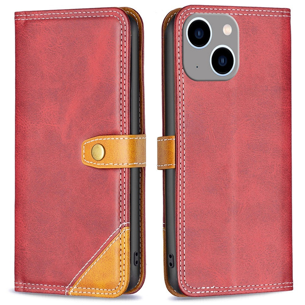 BINFEN two-color leather case for iPhone 14 Plus - Red