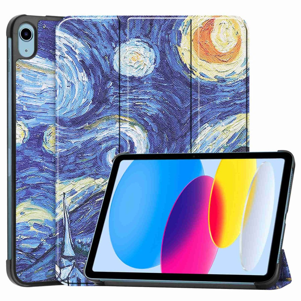 iPad 10.9 (2022) tri-fold pattern leather case - Starry Night