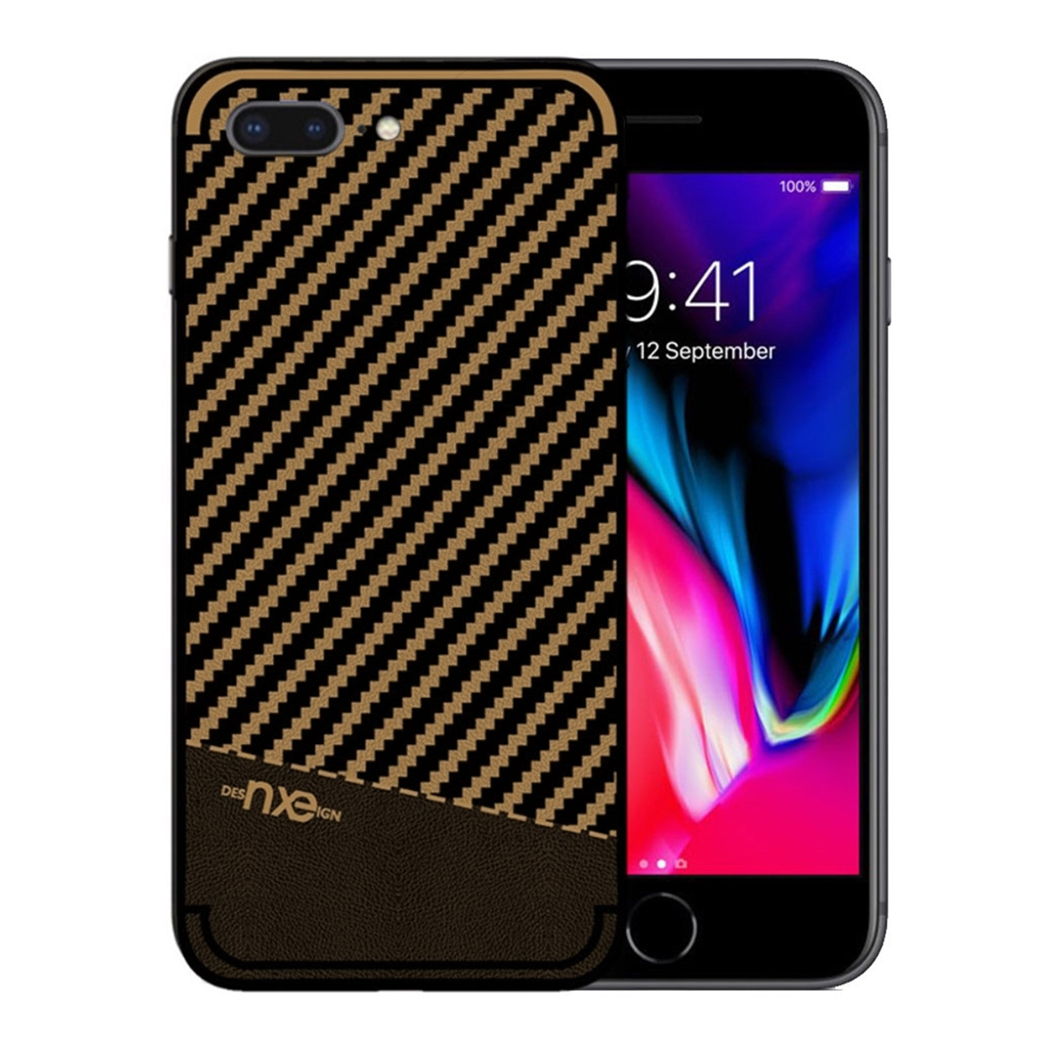 NXE iPhone 7 Plus / 8 Plus carbon fiber grain TPU case - Brown