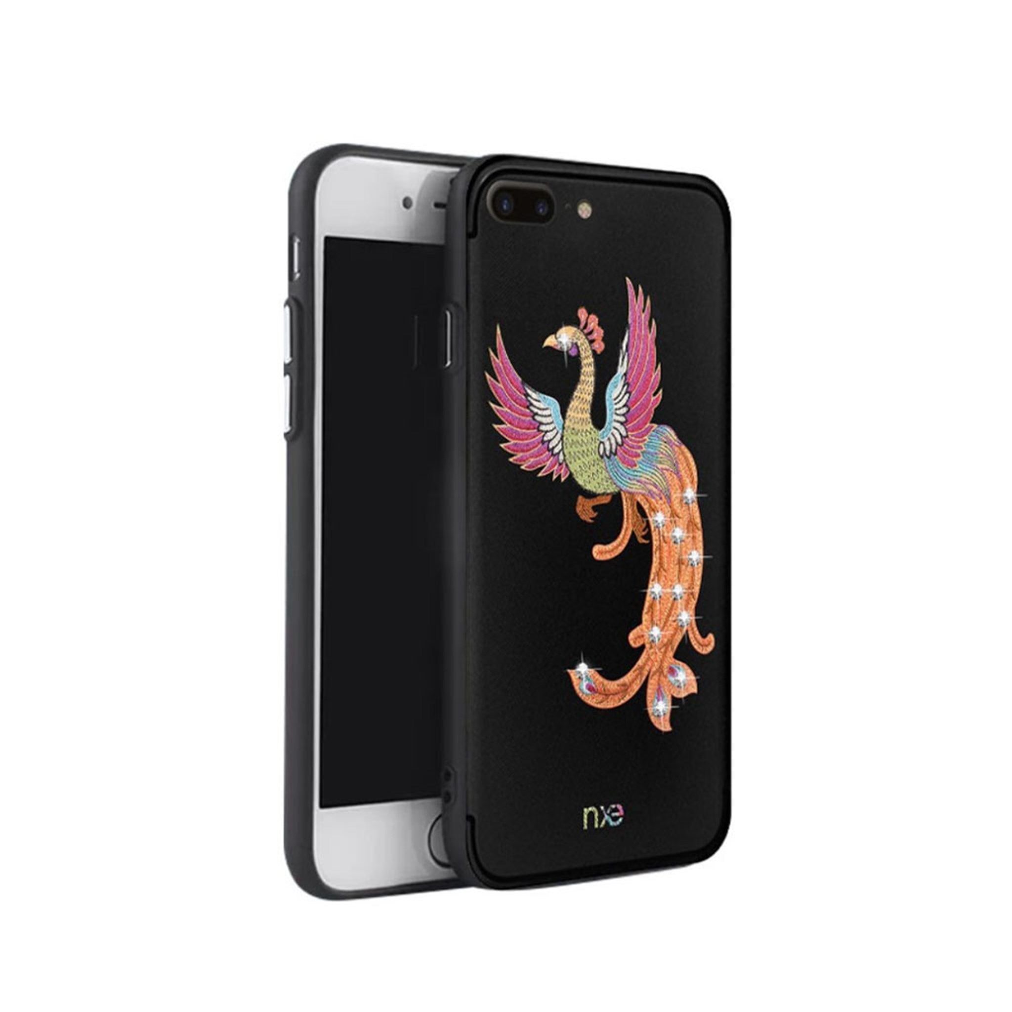 iPhone 7 Plus / 8 Plus embroidery phoenix pattern rhinestone case - Rose Wings