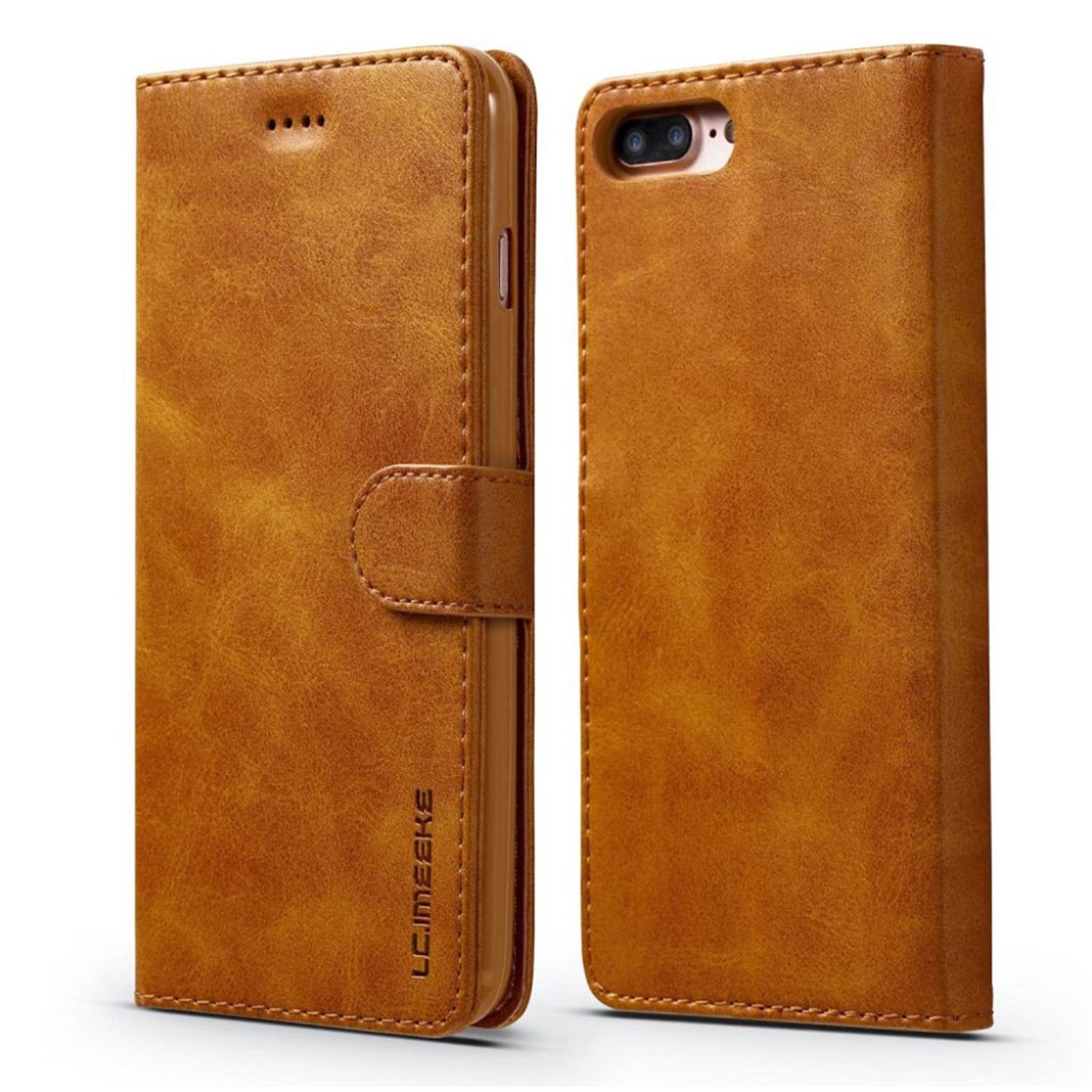 iPhone 7 Plus / 8 Plus LC.IMEEKE PU leather flip case - Brown