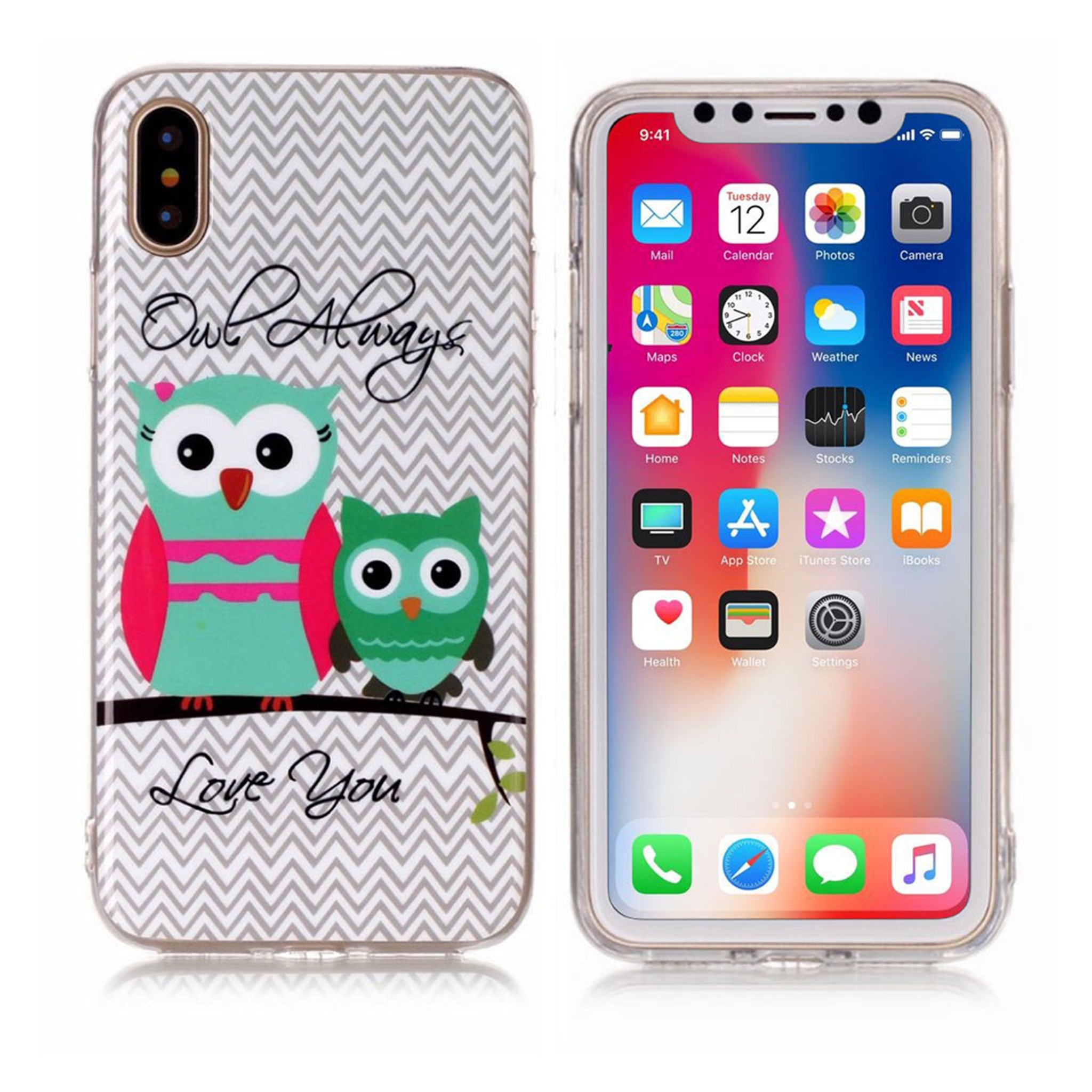 iPhone X patter IMD TPU gel case - Owls