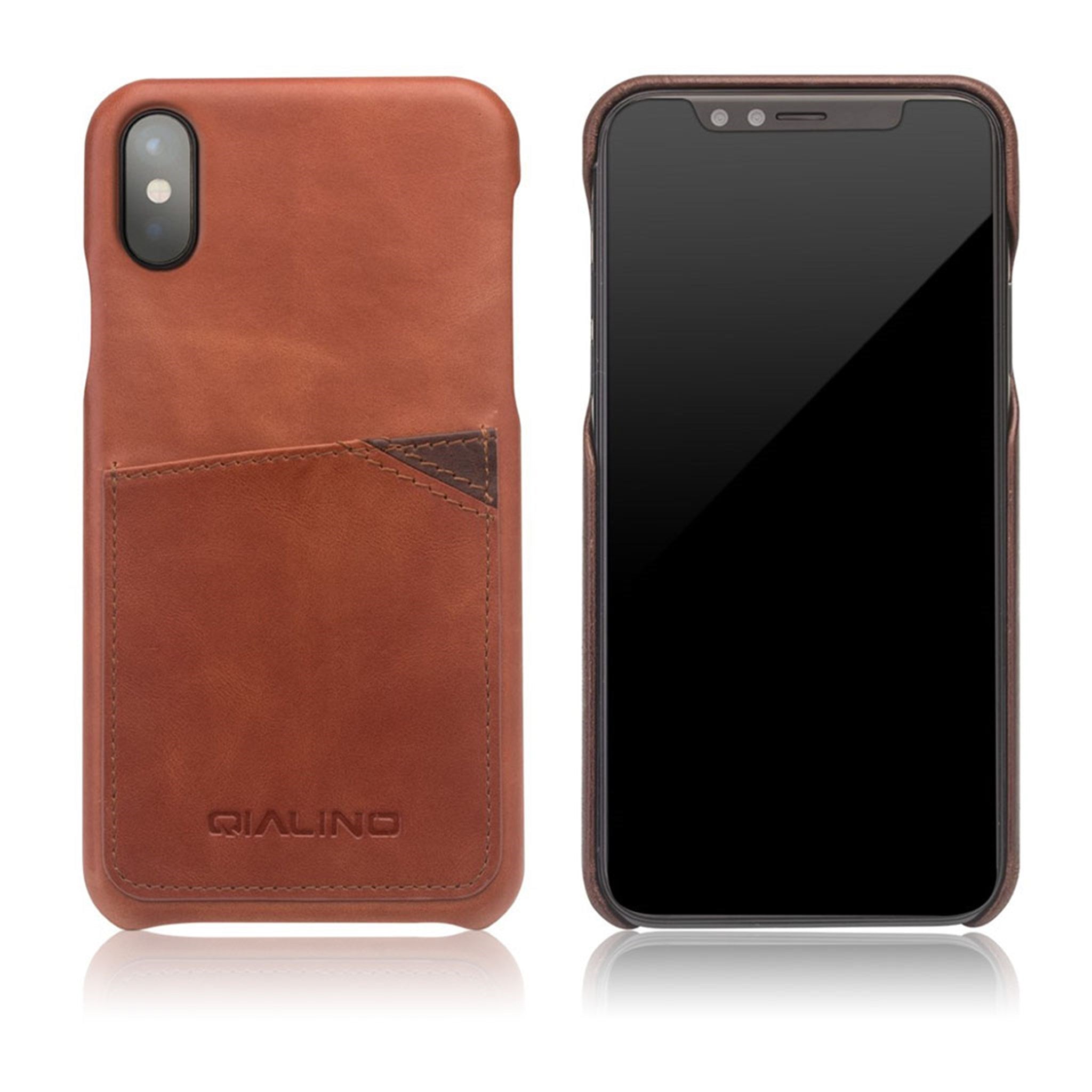 QIALINO iPhone X cowhide leather case - Brown