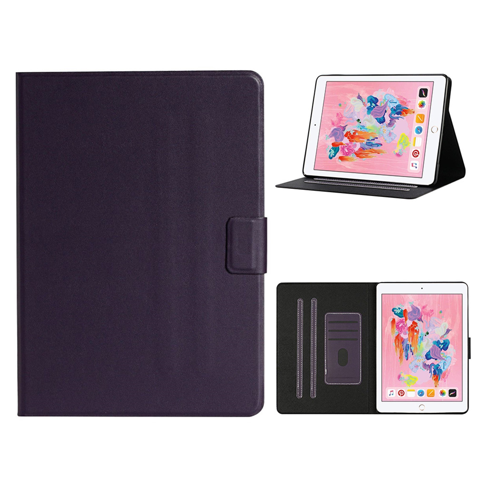 iPad (2018) / (2017) simple leather flip case - Purple