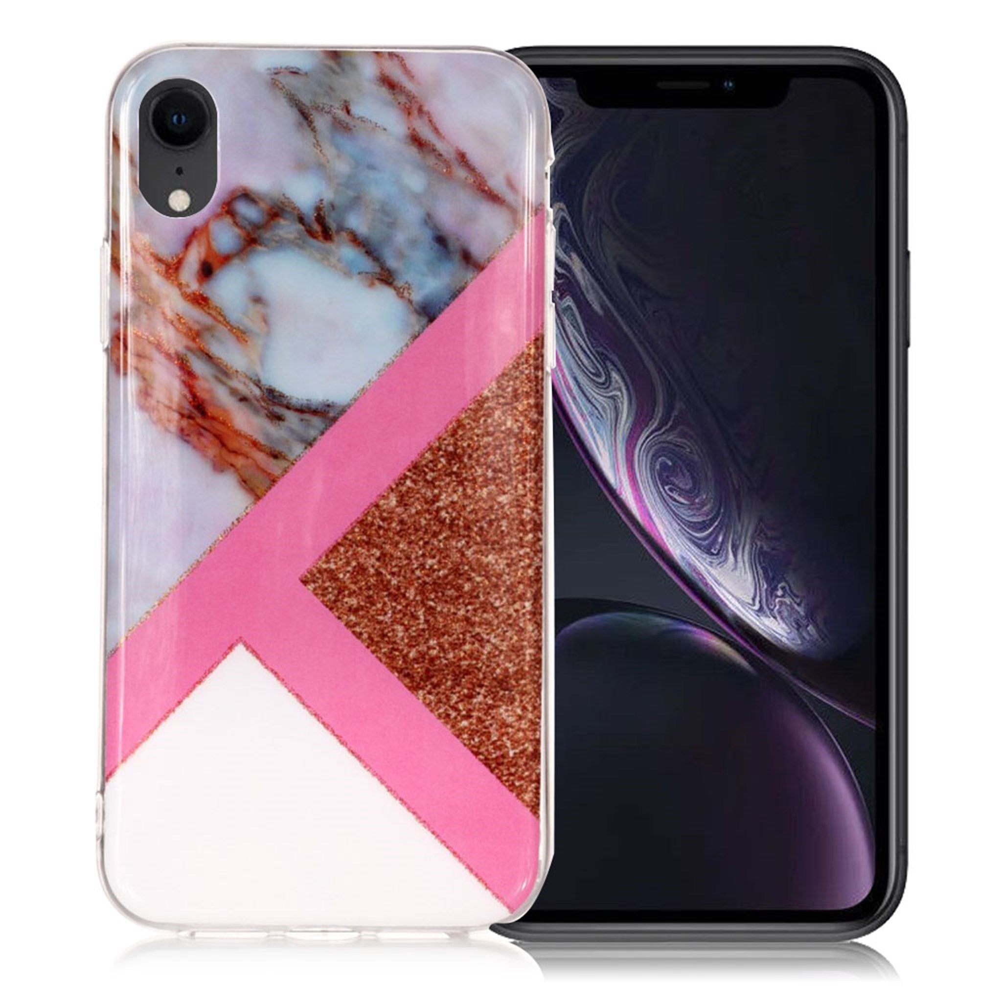 iPhone Xr flash powder marble pattern case - Pink / Rose Gold