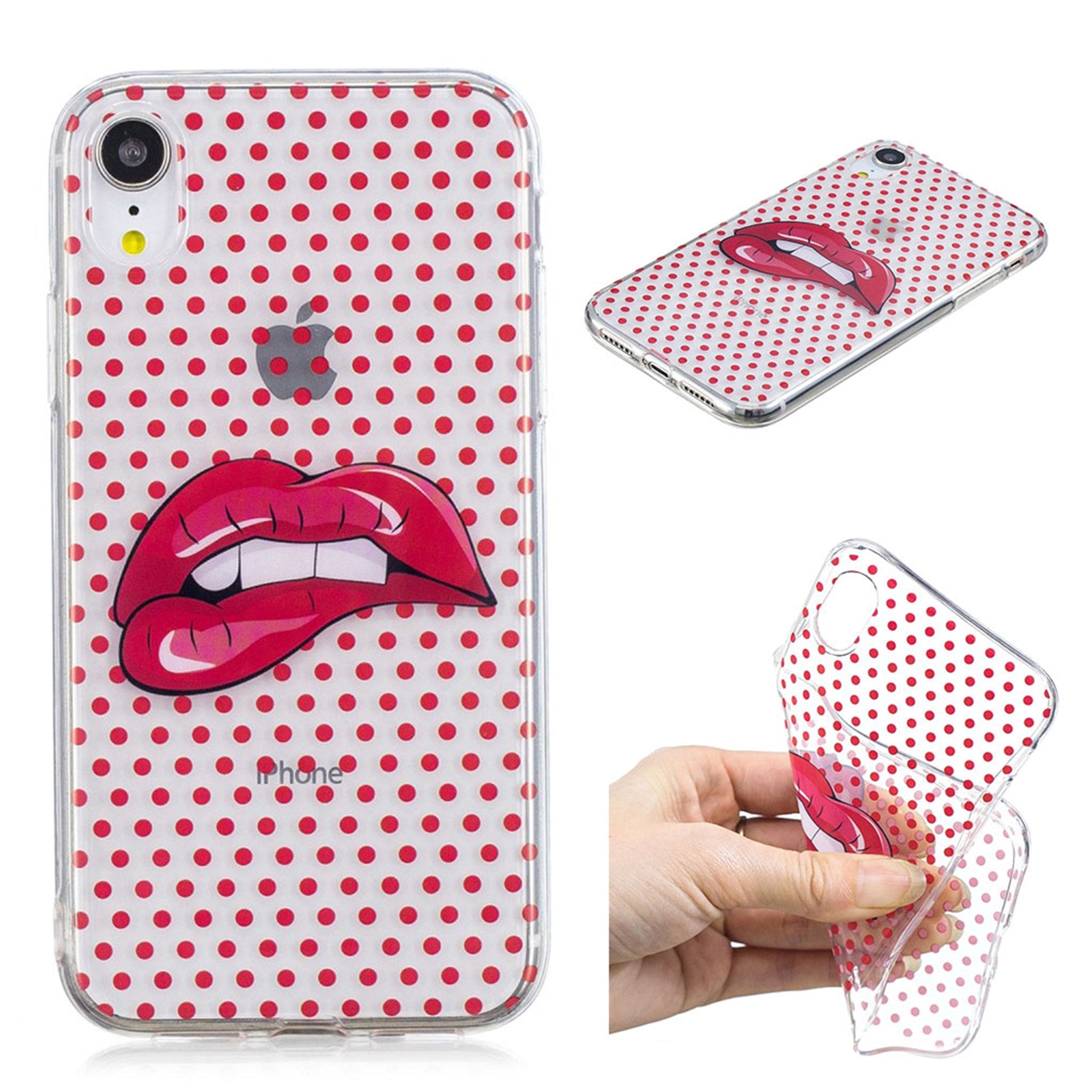 iPhone Xr pattern printing soft case - Red Lips