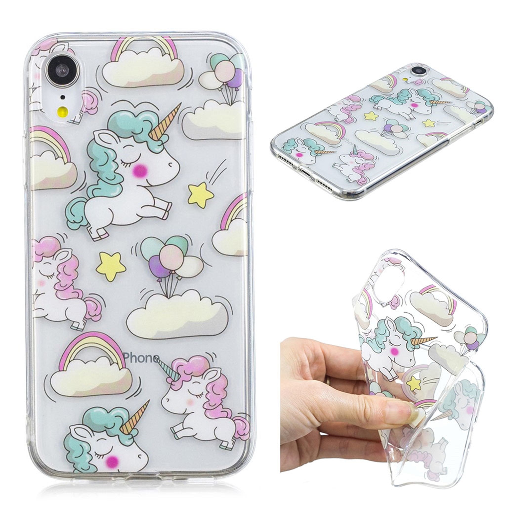 iPhone Xr pattern printing soft case - Unicorn and Rainbow