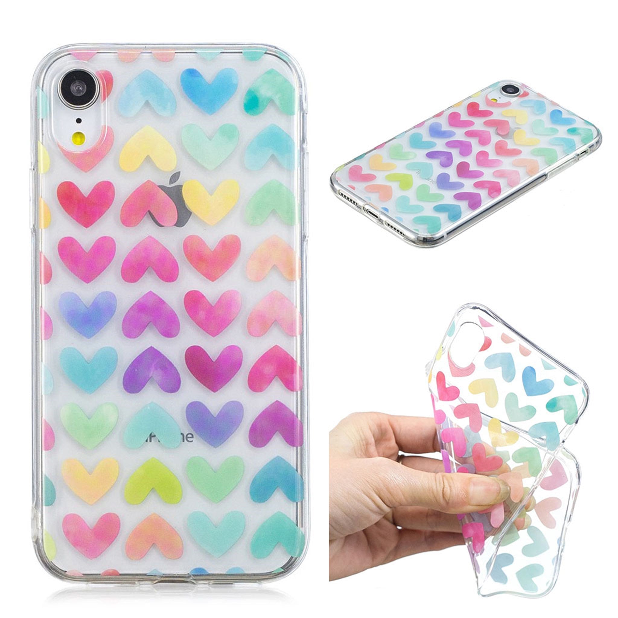 iPhone Xr pattern printing soft case - Colorful Hearts