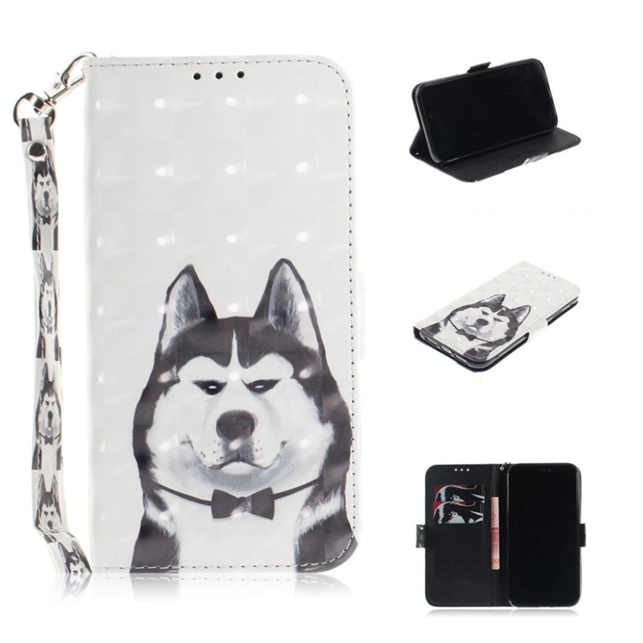 iPhone Xr patterned leather flip case - Dog