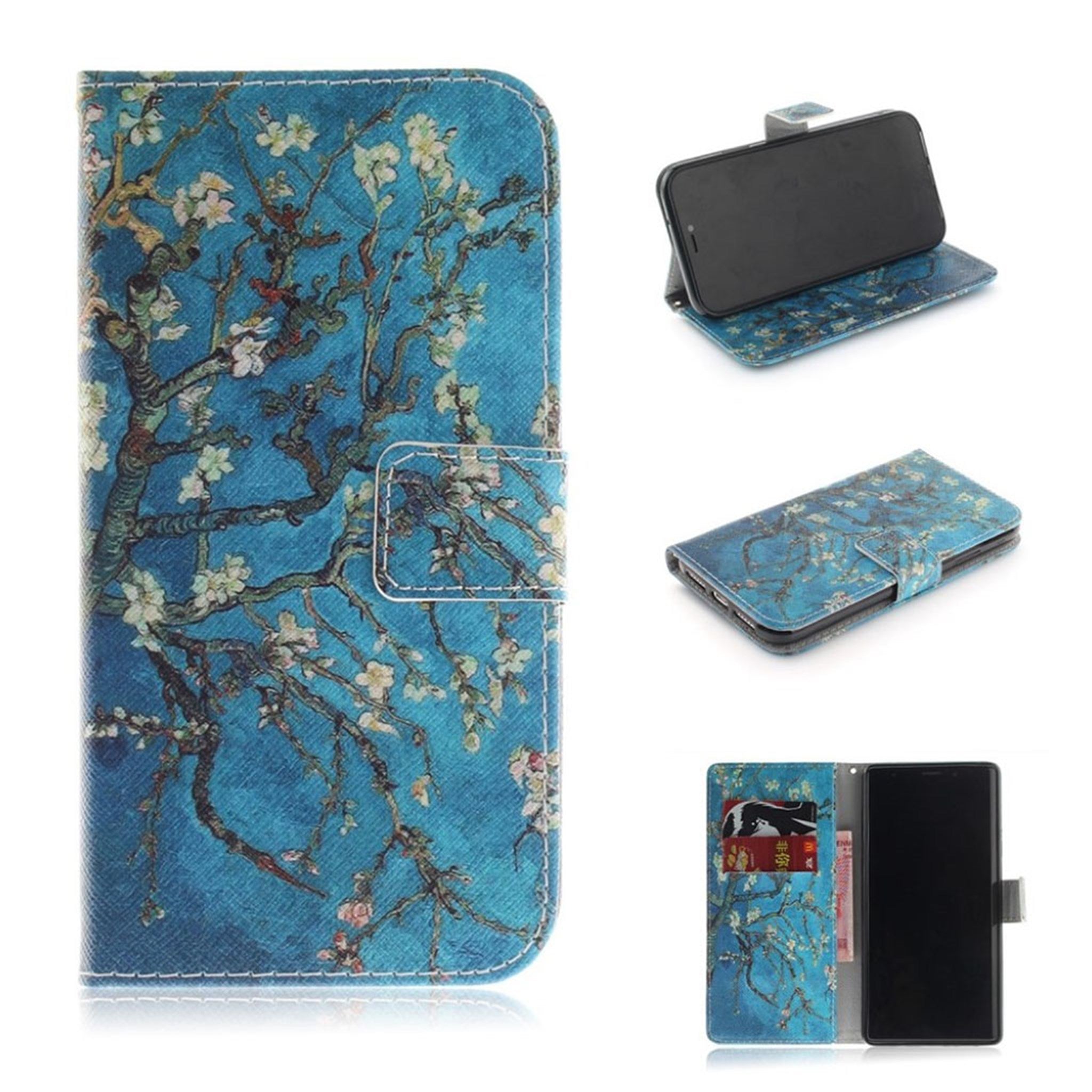 iPhone Xr patterned leather flip case - Tree with Flowers