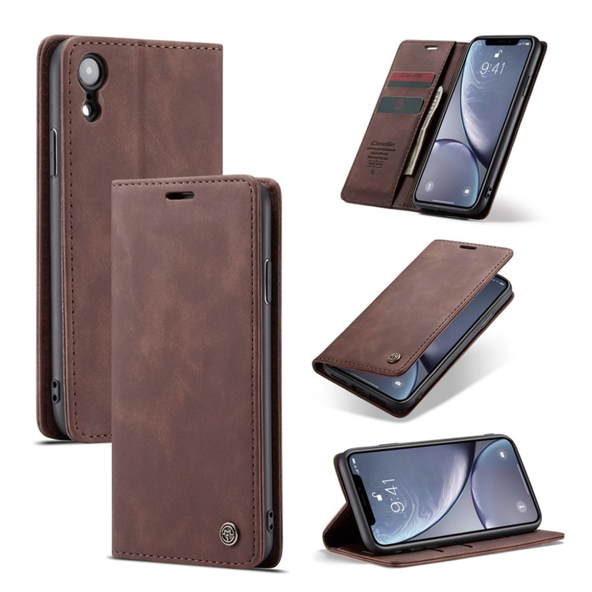 CASEME iPhone Xr leather flip case - Coffee