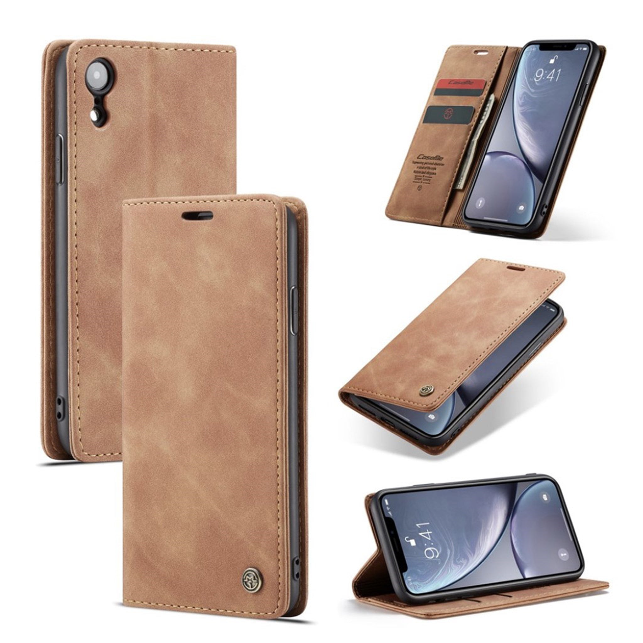CASEME iPhone Xr leather flip case - Khaki