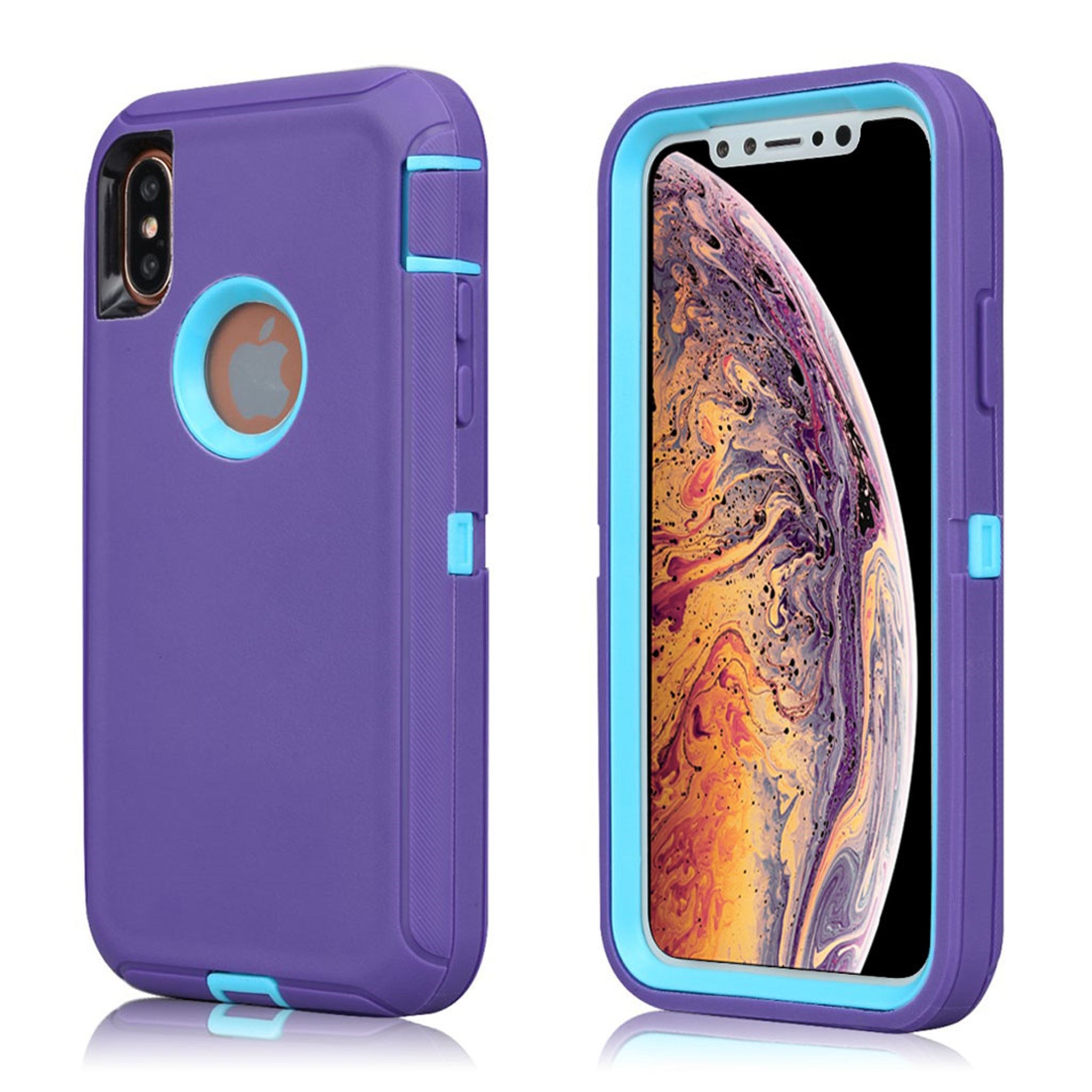 iPhone Xs Max shockproof hybrid case - Purple / Blue