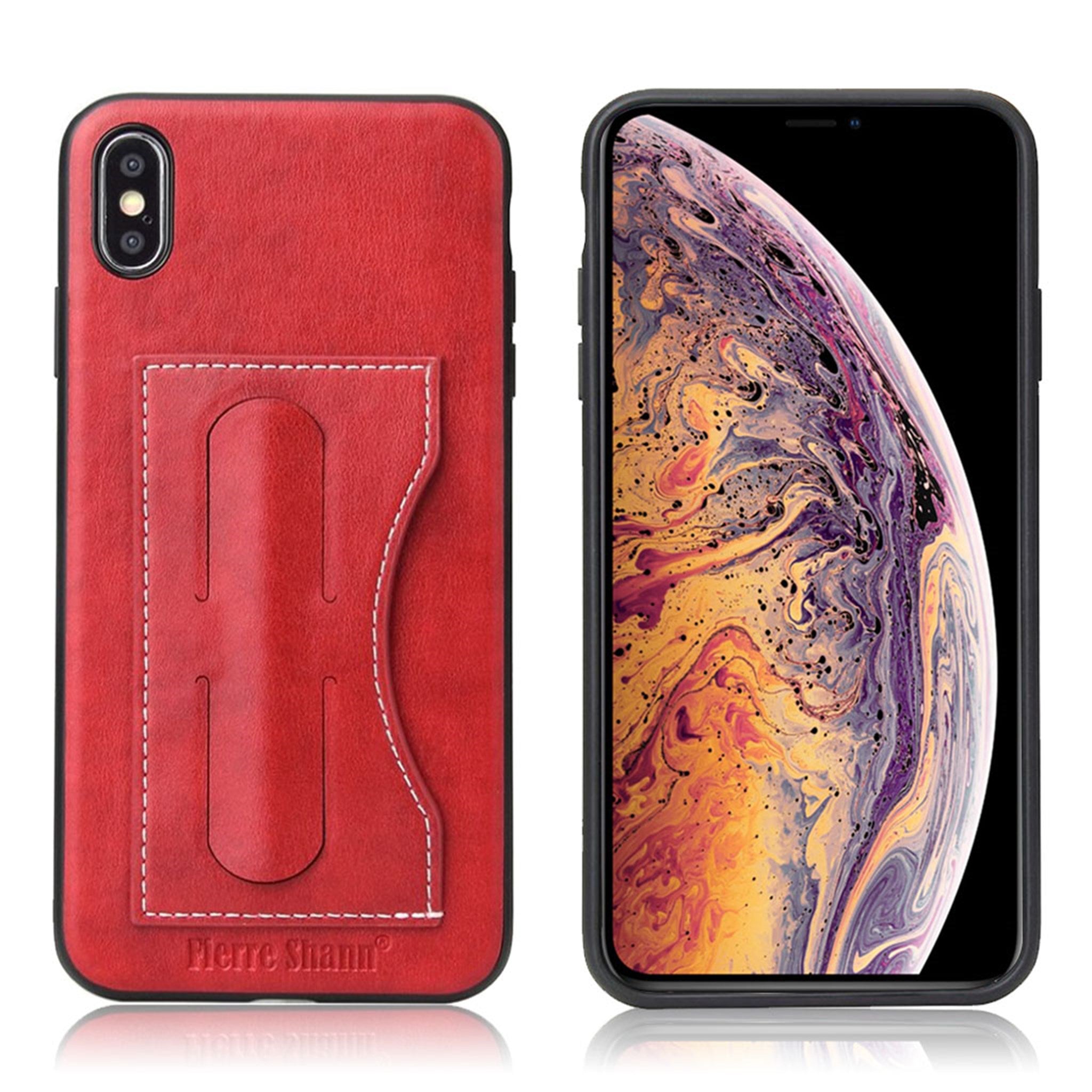 Crazy Horse iPhone Xs Max kickstand leather case - Red